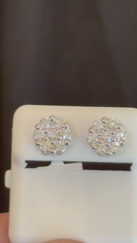 1.51 CARAT CERTIFED LAB GROWN DIAMONDS STERLING SILVER 10 MM STUDS EARRINGS