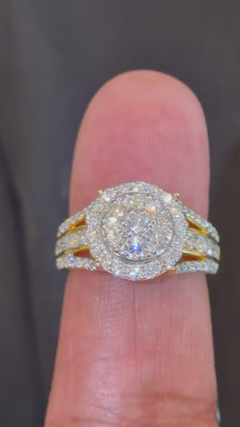 2 CARAT LAB GROWN DIAMONDS STERLING SILVER GOLD PLATED ENGAGEMENT WEDDING RING
