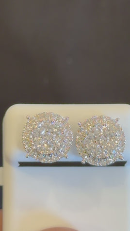2.11 CARAT CERTIFIED LAB GROWN DIAMONDS 13 MM STERLING SILVER RHODIUM PLATED STUDS EARRINGS