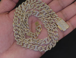 10K YELLOW GOLD 18 CARAT REAL DIAMOND 9MM 24 INCHES 73.24 GRAMS GOLD CUBAN & GUCCI LINK CHAIN NECKLACE