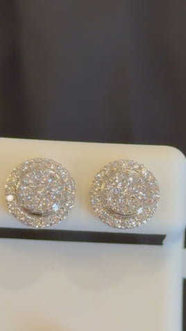 1.12 CARAT CERTIFED LAB GROWN DIAMONDS STERLING SILVER GOLD PLATED 11 MM STUDS EARRINGS