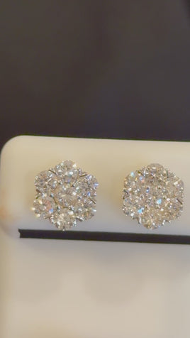 1.97 CARAT CERTIFIED LAB GROWN DIAMONDS 10 MM STERLING SILVER GOLD PLATED STUDS EARRINGS