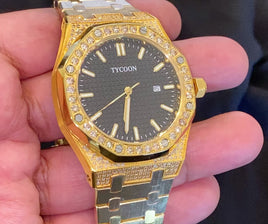 2.75 CARAT REAL DIAMOND STAINLESS STEEL 41 MM TYCOON WATCH