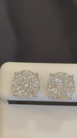 1.40 CARAT CERTIFIED LAB GROWN DIAMONDS 10 MM STERLING SILVER RHODIUM PLATED STUDS EARRINGS