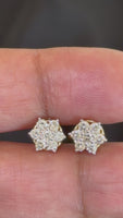 
              .82 CARAT CERTIFIED LAB GROWN DIAMONDS 9 MM STERLING SILVER GOLD PLATED STUDS EARRINGS
            