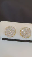 
              .50 CARAT NATURAL DIAMONDS STERLING SILVER GOLD PLATED 9 MM EARRINGS STUDS
            