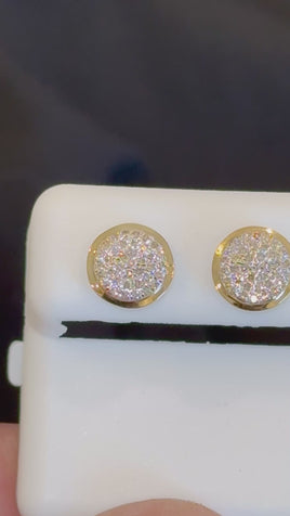 .35 CARAT NATURAL DIAMONDS STERLING SILVER GOLD PLATED 9 MM EARRINGS STUDS