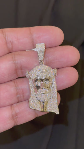 4.20 CARAT CERTIFIED LAB GROWN DIAMONDS STERLING SILVER 2.25 INCHES JESUS CROSS PENDANT