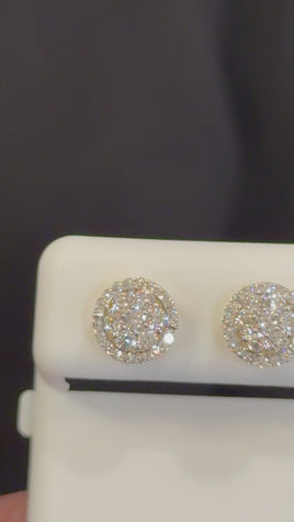 .74 CARAT CERTIFIED LAB GROWN DIAMONDS 8 MM STERLING SILVER GOLD PLATED STUDS EARRINGS