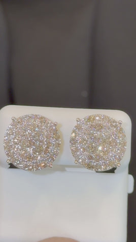 10K YELLOW GOLD 2.50 CARAT NATURAL DIAMONDS 14 MM EARRING STUDS