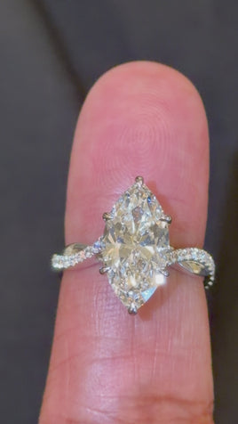 14K WHITE GOLD 4.20 CARAT CERTIFIED LAB GROWN DIAMONDS ENGAGEMENT WEDDING RING