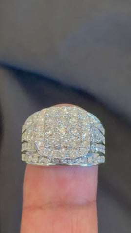 3.08 CARAT CERTIFIED LAB GROWN DIAMONDS STERLING SILVER RHODIUM PLATED ENGAGEMENT WEDDING RING