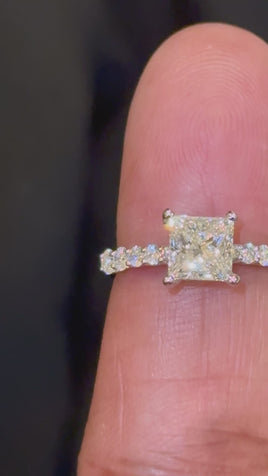 14K WHITE GOLD 2.25 CARAT LAB GROWN DIAMONDS PRINCESS CUT RING