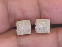
              .25 CARAT NATURAL DIAMOND STERLING SILVER YELLOW GOLD PLATED MENS WOMENS 9 MM EARRINGS STUDS
            