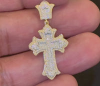 
              10K YELLOW GOLD .50 CARAT 1.50 INCHES NATURAL DIAMOND CROSS PENDANT CHARM
            
