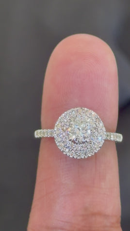 10K WHITE GOLD 1.25 CARAT NATURAL DIAMOND .50 CARAT CENTER ENGAGEMENT RING WEDDING RING BRIDAL