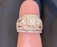 
              10K ROSE GOLD 3 CARAT WOMEN REAL DIAMOND ENGAGEMENT RING WEDDING BAND RING SET
            