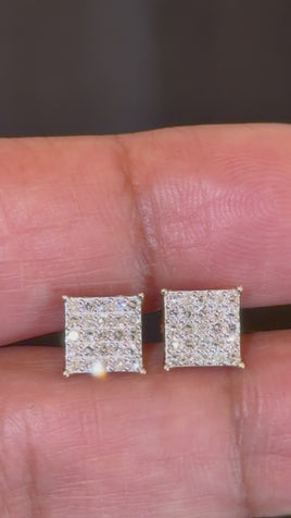 .46 CARAT CERTIFIED LAB GROWN DIAMONDS 7.5 MM STERLING SILVER GOLD PLATED STUDS EARRINGS