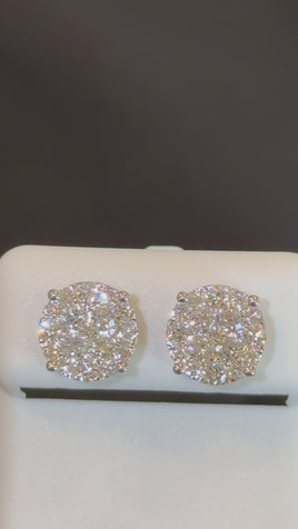 1.39 CARAT CERTIFED LAB GROWN DIAMONDS STERLING SILVER 10 MM STUDS EARRINGS