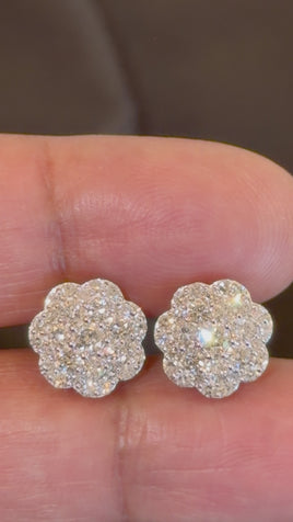 1.53 CARAT CERTIFIED LAB GROWN DIAMONDS 12 MM STERLING SILVER GOLD PLATED STUDS EARRINGS