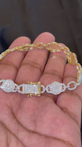4.03 CARAT CERTIFIED LAB GROWN DIAMONDS STERLING SILVER GOLD PLATED 8.50 INCHES 10 MM BRACELET
