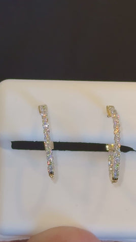 14K YELLOW GOLD .53 CARAT 14 MM EGL CERTIFIED LAB GROWN DIAMONDS STUDS EARRINGS HOOPS