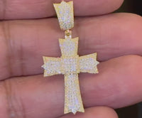 
              10K YELLOW GOLD .50 CARAT 1.50 INCHES NATURAL DIAMOND CROSS PENDANT CHARM
            