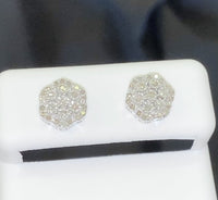 
              .35 CARAT NATURAL DIAMONDS STERLING SILVER 8 MM EARRINGS STUDS
            