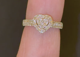 10K SOLID YELLOW GOLD .75 CARAT REAL DIAMOND WOMEN BRIDAL HEART WEDDING ENGAGEMENT RING