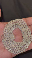 
              14.92 CARAT CERTIFIED LAB GROWN DIAMONDS STERLING SILVER 22 INCHES 64.66 GRAMS 10 MM CUBAN LINK CHAIN NECKLACE
            