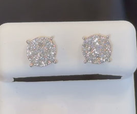 1 CARAT STERLING SILVER GOLD PLATED 8 MM CERTIFIED LAB GROWN DIAMONDS STUDS EARRINGS