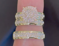 
              10K YELLOW GOLD 1 CARAT MEN WOMEN DIAMOND TRIO ENGAGEMENT WEDDING RING BAND SET
            