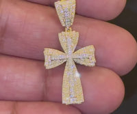 
              10K YELLOW GOLD .40 CARAT 1.40 INCHES NATURAL DIAMOND CROSS PENDANT CHARM
            
