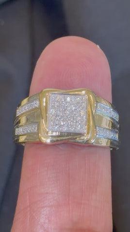 10K YELLOW GOLD .25 CARAT NATURAL DIAMOND MEN RING