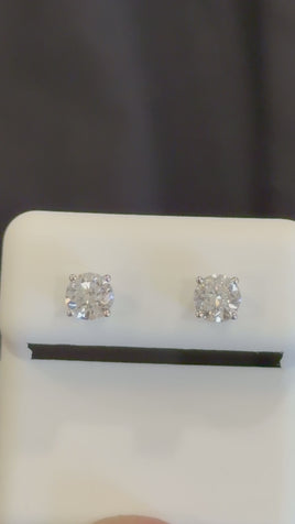 1 CARAT LAB GROWN DIAMONDS 5 MM STERLING SILVER SOLITAIRE STUDS EARRINGS