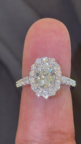 14K WHITE GOLD 3 CARAT OVAL LAB GROWN DIAMONDS ENGAGEMENT WEDDING RING