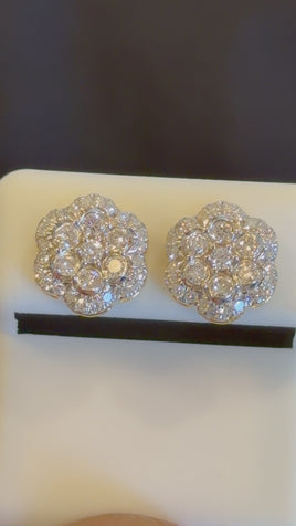 1 CARAT CERTIFIED LAB GROWN DIAMONDS 11 MM STERLING SILVER GOLD PLATED STUDS EARRINGS