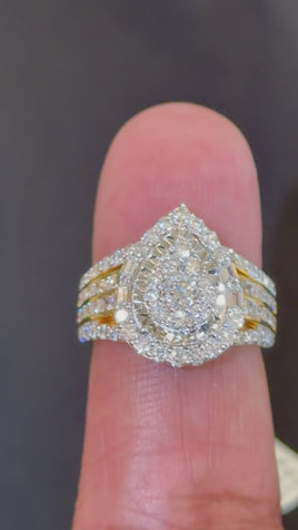 2 CARAT LAB GROWN DIAMONDS STERLING SILVER GOLD PLATED ENGAGEMENT WEDDING RING