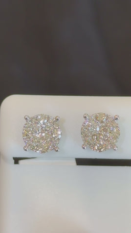 10K WHITE GOLD 1.15 CARAT NATURAL DIAMONDS 8 MM EARRING STUDS