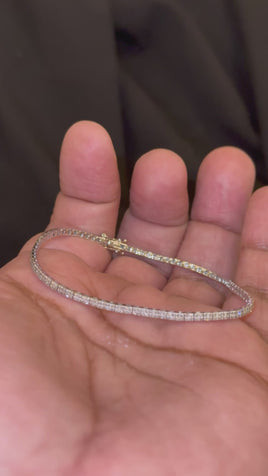 10K WHITE GOLD 1 CARAT NATURAL DIAMOND 7 INCHES 2 MM WOMEN BRACELET