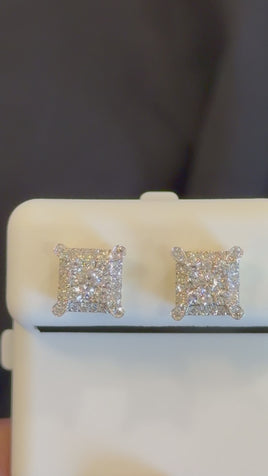 .50 CARAT CERTIFED LAB GROWN DIAMONDS STERLING SILVER GOLD PLATED 8 MM STUDS EARRINGS