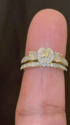 10K YELLOW GOLD 1.50 CARAT WOMEN PRINCESS DIAMOND ENGAGEMENT RING WEDDING BAND BRIDAL SET