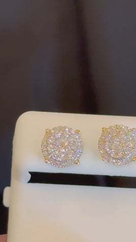 .68 CARAT STERLING SILVER GOLD PLATED 9 MM CERTIFIED LAB GROWN DIAMONDS STUDS EARRINGS