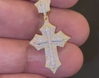 
              10K YELLOW GOLD .40 CARAT 1.40 INCHES NATURAL DIAMOND CROSS PENDANT CHARM
            