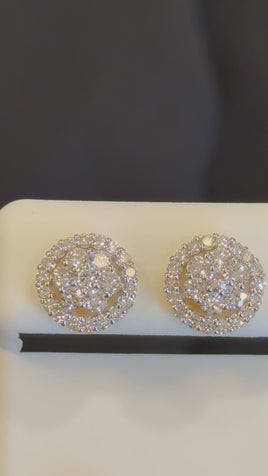 1.16 CARAT CERTIFIED LAB GROWN DIAMONDS 10 MM STERLING SILVER GOLD PLATED STUDS EARRINGS