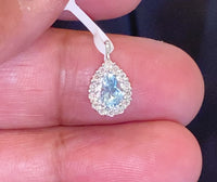 
              10K WHITE GOLD .50 CARAT DIAMOND & AQUAMARINE WOMEN PENDANT
            
