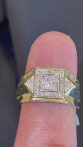 10K YELLOW GOLD .15 CARAT NATURAL DIAMOND MEN RING BAND