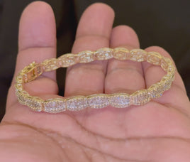 10K YELLOW GOLD 4.25 CARAT REAL DIAMOND 13 GRAMS 5 MM 8 INCHES BRACELET