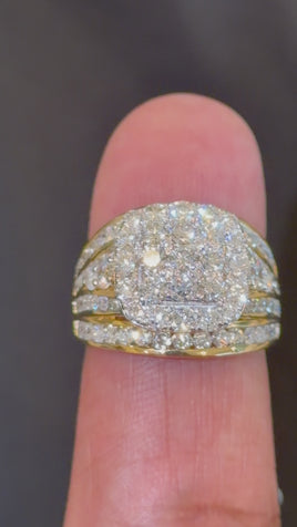 3.75 CARAT LAB GROWN DIAMONDS STERLING SILVER GOLD PLATED ENGAGEMENT WEDDING RING