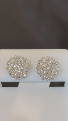 10K WHITE GOLD 1.75 CARAT NATURAL DIAMONDS 10 MM EARRING STUDS